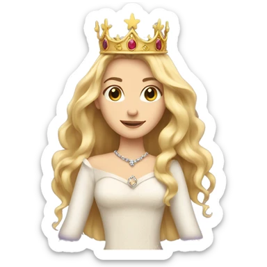 A princess with a beautiful crown and long blonde hair  sticker