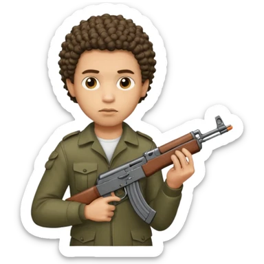 AK47 in hand, light skin male with shortest curly hair  sticker