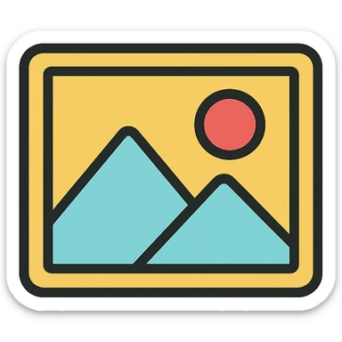 minimal image placeholder emoji with color accent, red and gray, icon style sticker