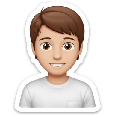 boy with brown hair in white T-shirt sticker