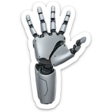robot stretch left hand, half body, lateral view sticker