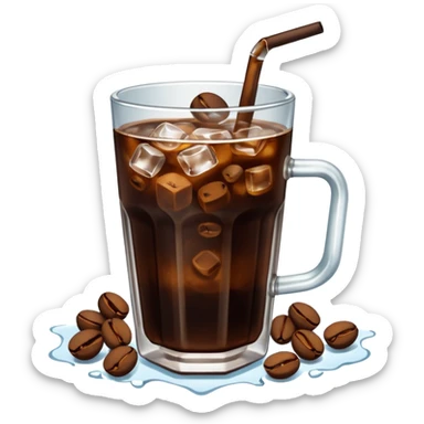 cold brew coffee with coffee beans and ice sticker