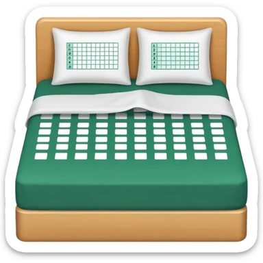 bedsheets with excel spreadsheet sticker