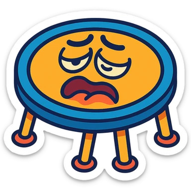 a trampoline with a moaning face, expressive and playful, vibrant toon style sticker