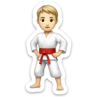 White skin Karateka kid with red belt  sticker