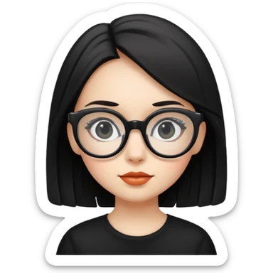 girl with big glasses,black wear sticker