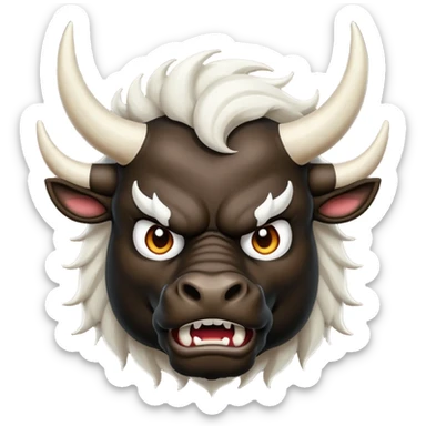 black angry powerful with white horns bull emoji sticker