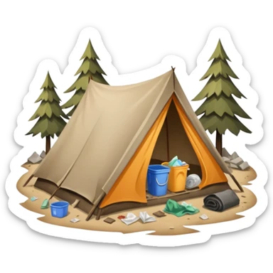 homeless camp icon sticker
