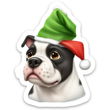 French bull dog wearing a Christmas hat  sticker