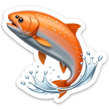 a salmon flopping out of water sticker