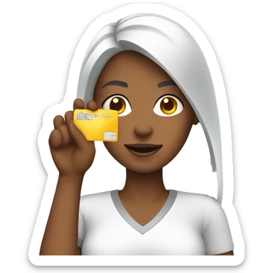 Women holding a Credit card  sticker