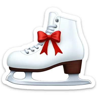 white ice skates with a red bow wrapped around it entirely  sticker