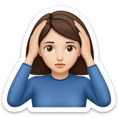 woman touching her own head with both hands while expanding mind sticker