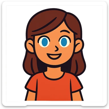 vibrant toon style girl with brown hair and blue eyes sticker