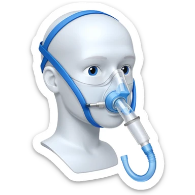 Blue VO2 max testing mouthpiece with breathing valve and tube, with nose clip, laboratory testing equipment sticker