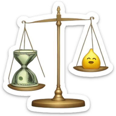 money and hour glass on a balance sticker