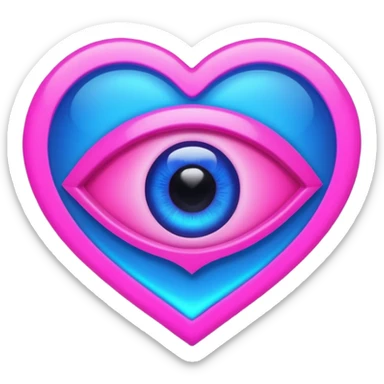 A pink neon heart with a eye in the center sticker
