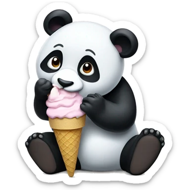 Panda eating ice cream sticker