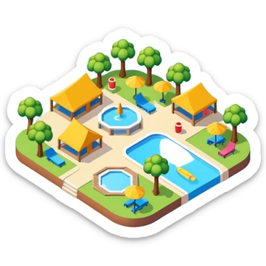 vacation park isometric exterior sticker