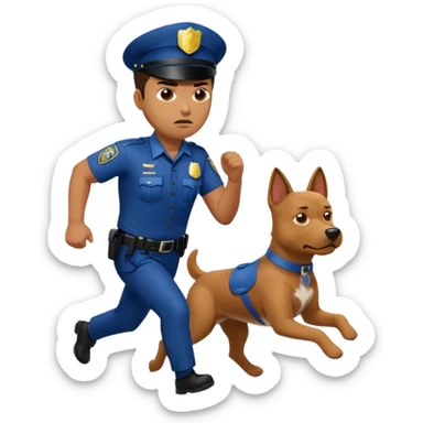 Police with dog is angry and police is running sticker