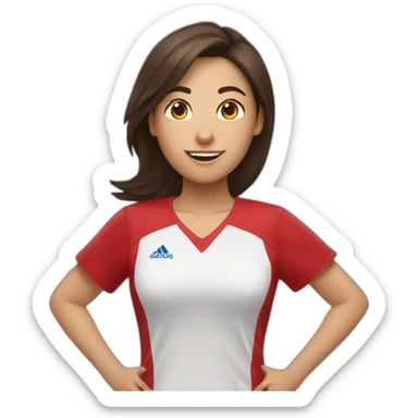 Une fille brune habiller en rouge qui fait du handball sticker