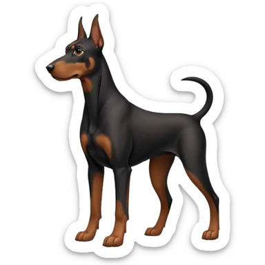 black and tan doberman with floppy ears sticker