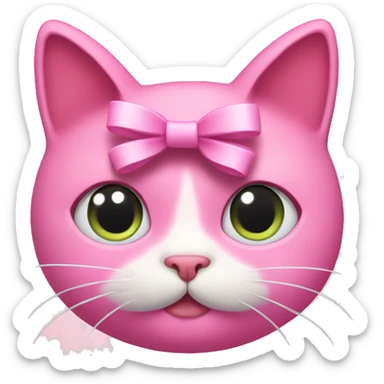 Pink cat with a bow  sticker