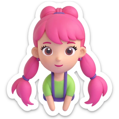 A girl with pink hair tied on both sides sticker