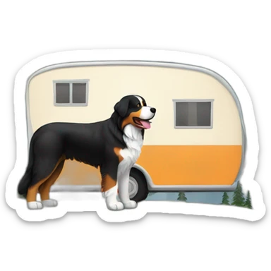 Bernese mountain dog travelling with a camper in Lappland sticker