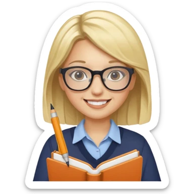 A true woman who is interested in dermatology, wearing glasses and holding notebooks and pens sticker