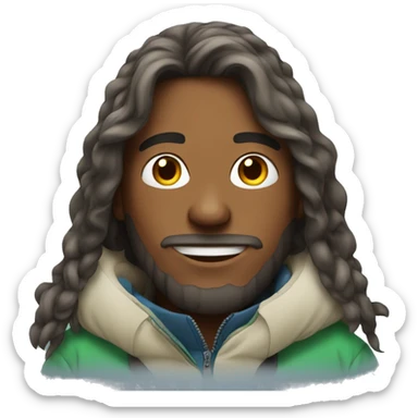 snowboarding man with long hair sticker
