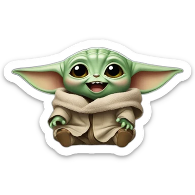 baby yoda laughing sticker