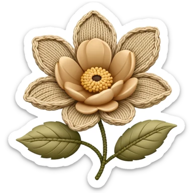 Knit flower with beige design sticker
