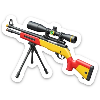 miniature toy sniper rifle with bright colors sticker