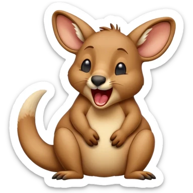 Cinematic Realistic Cute Yawning Kangaroo Portrait Emoji, Head tilted slightly with a dramatic, wide-open yawn, showcasing a soft, textured tawny coat with gently drooping ears and half-closed, drowsy eyes, rendered in exquisite natural detail, high shine, relaxed yet expressive, styled with a dash of rustic charm, soft glowing outline, capturing the essence of a sleepy yet affectionate kangaroo that appears ready to stretch out and settle into a peaceful nap! sticker