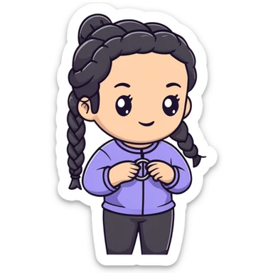 black braided hair with silver rings sticker