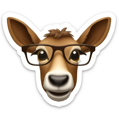 happy smart smiling brown chamois with glassesleft profile sticker