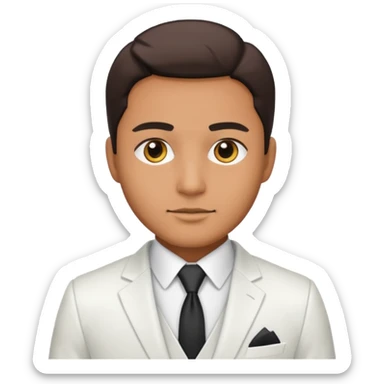 businessman, tan skin, black eyes, white suit sticker