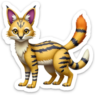 Colorful Bobcat-Sergal-Numbat-Serval-Genet-Pokémon-Digimon-Fakémon-fusion-hybrid-creature sticker
