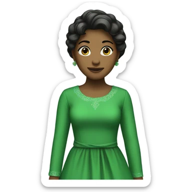 Green dress with long sleeves sticker