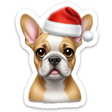 Fawn Frenchie Santa hat  sticker