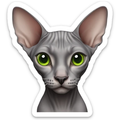 Grey Sphynx cat with green eyes sticker