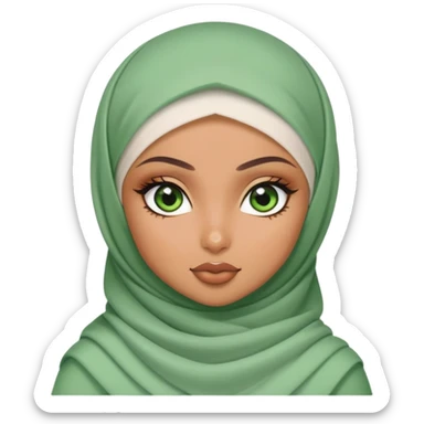 pretty bratz baddie, tan skin, hijabi, green eyes sticker