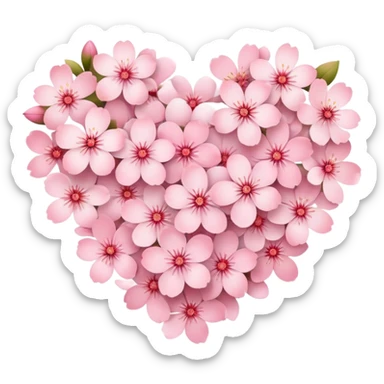 Sakura flower heart Cœur pastel sticker