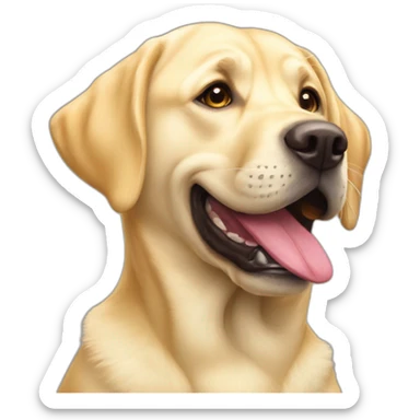 Very cute goofy yellow Labrador with stuffed toy in mouth sticker