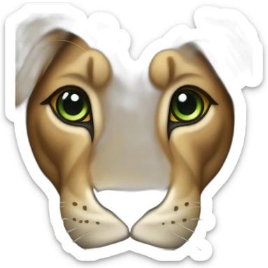 brown lion with a dark brown mane and green eyes sticker