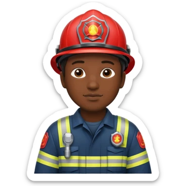 firefighter man dark skin sticker