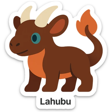 Lahubu as a flat color icon, bold shapes, clean outline, contemporary look sticker