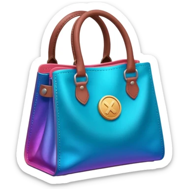 coins  pack in gradient of turquoise, blue, pink, purple, and coral color in leather bag sticker