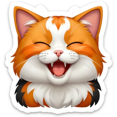 sleepy calico cat yawning sticker